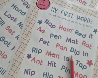 Educational posters/worksheets for children learning to read (4 pages)