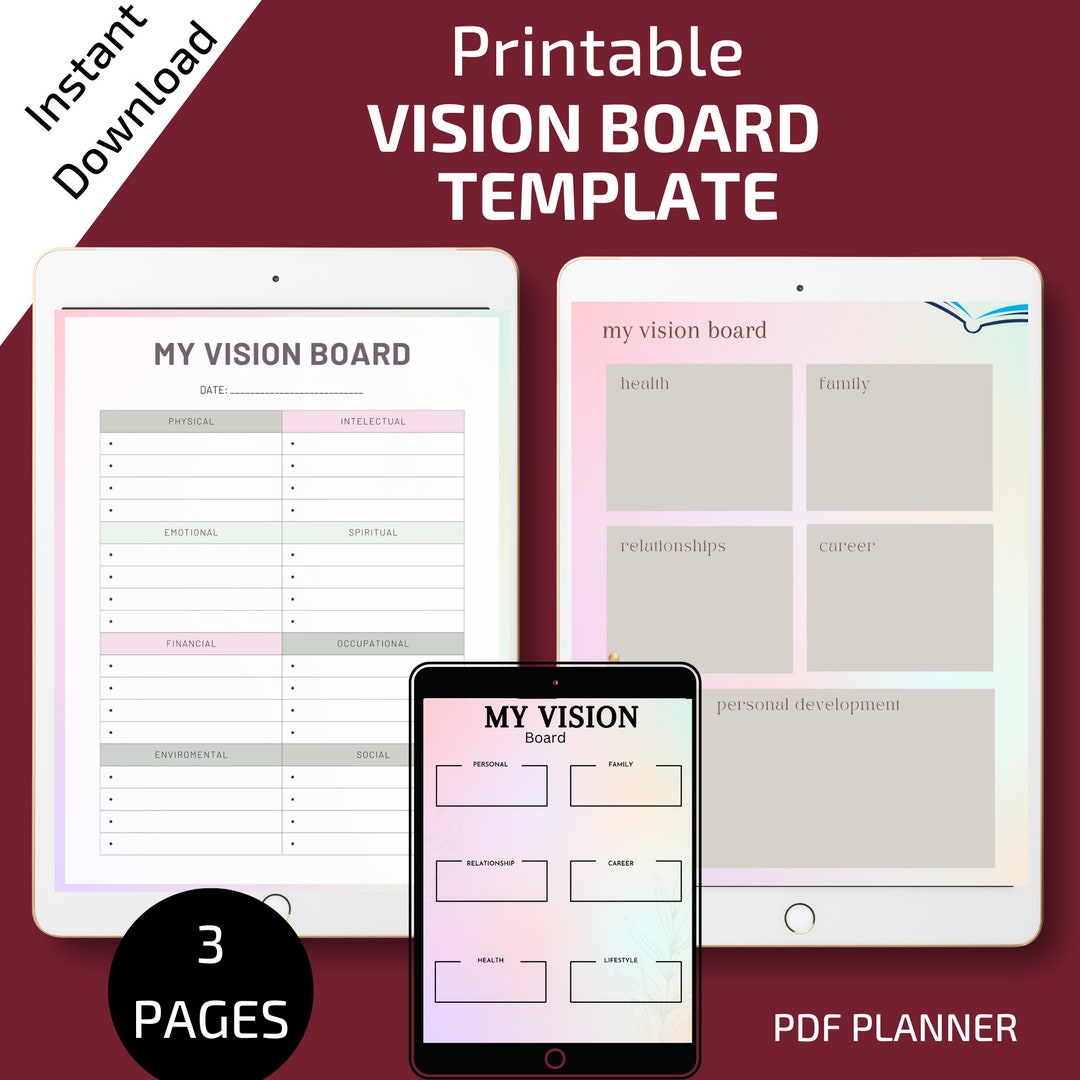 Vision Board Vision Board Kit Planner Vision Board Printable - Etsy