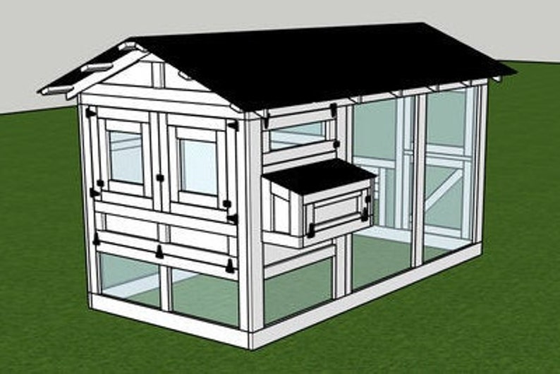 Chicken Coop Plans PDF Walk in Chicken Run the Houston Coop for up to 16 Chickens Etsy