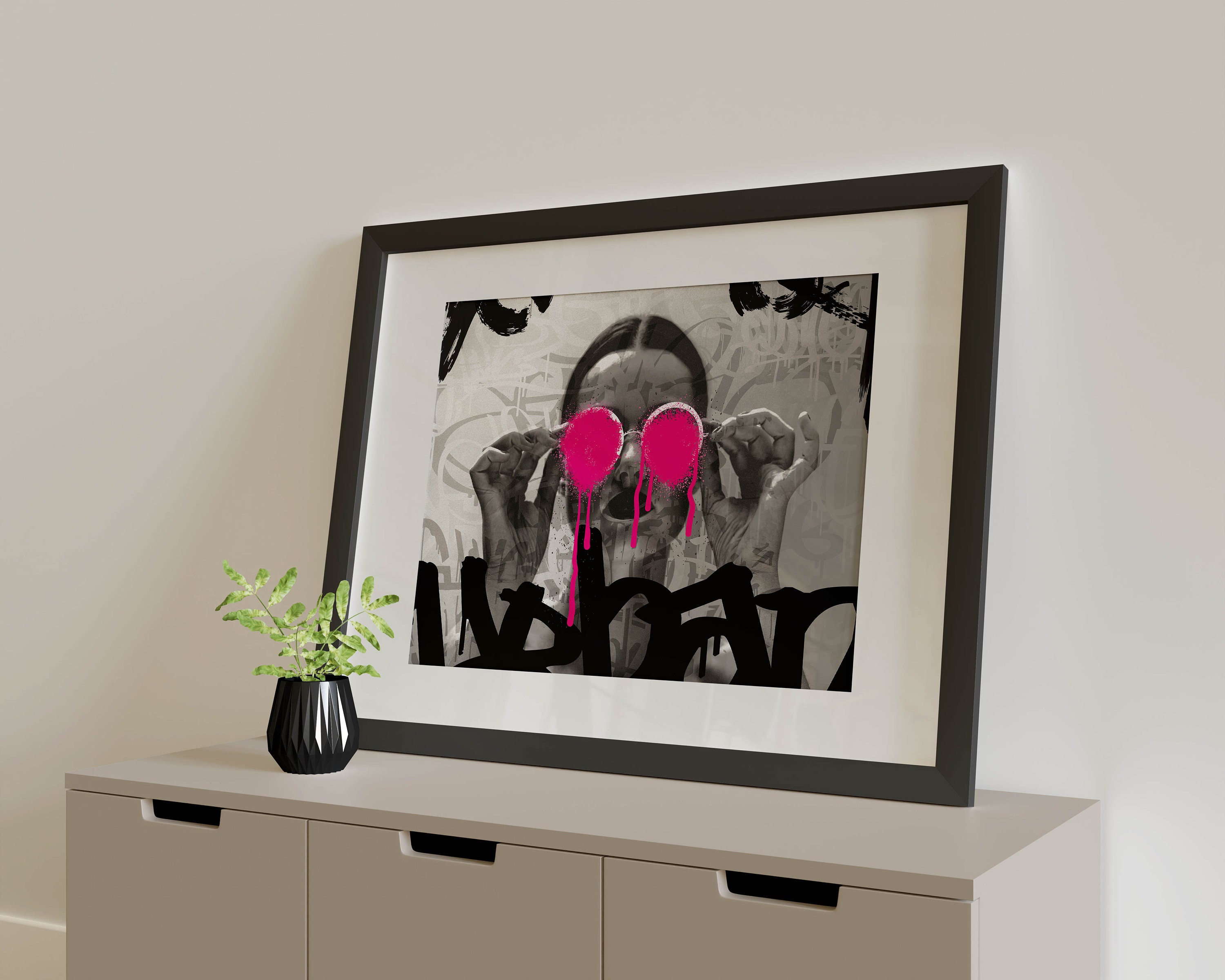 Drip eyes. Pink Paint drips. Graffiti. Abstract. Poster Wall Art. Larger Font. Any Colour. Any Size