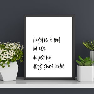 I used to be cool, but now im just my dogs snack dealer. Poster print. A5, A4 or A3 any colour way, or custom.