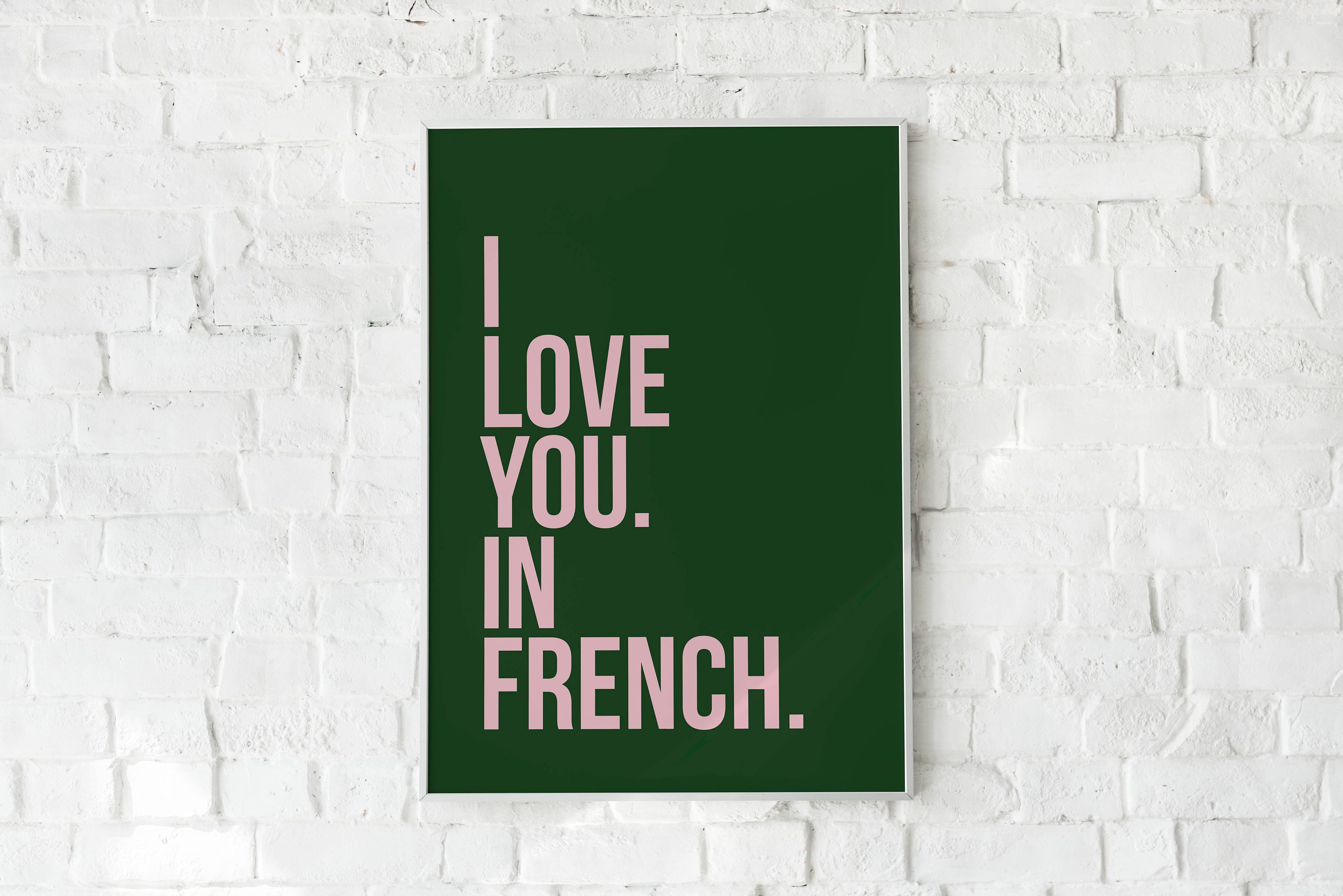 I Love You. in French. Wall Art Poster Print. A5, A4 or A3 50x70cm Any Size  Green & Pink - Etsy