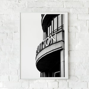 LV designer shop sign black and white. Wall Art Poster print. All sizes.