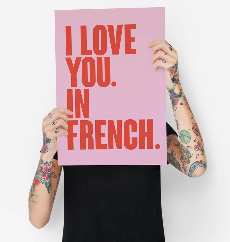 I Love You. in French. Poster Wall Art. Larger Font. Any - Etsy
