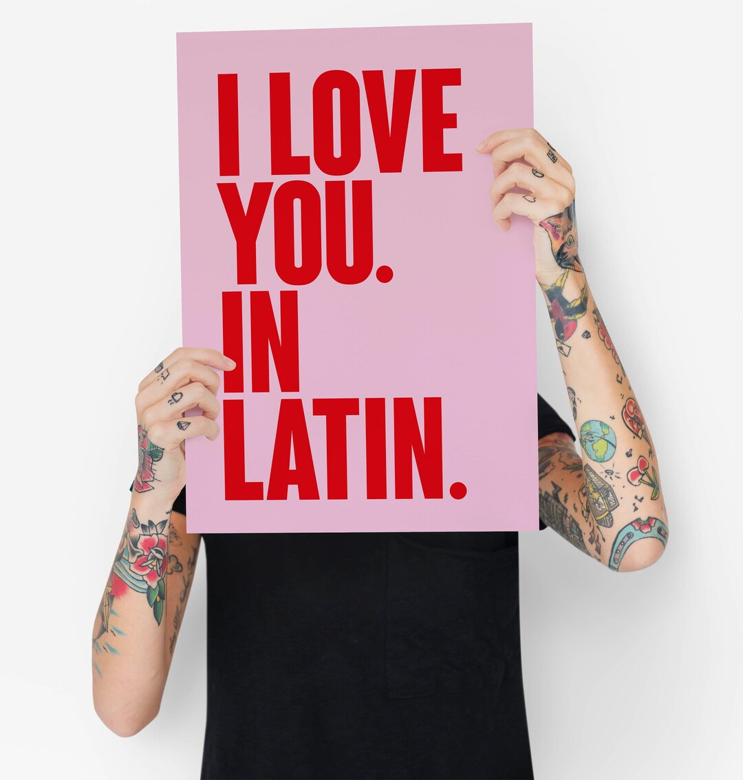 I Love You. in Latin. Poster Wall Art. Larger Font. Any Colour Any Size