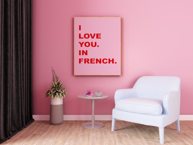 I Love You. In French. Wall Art Poster print. A5 A4 or A3 | Etsy