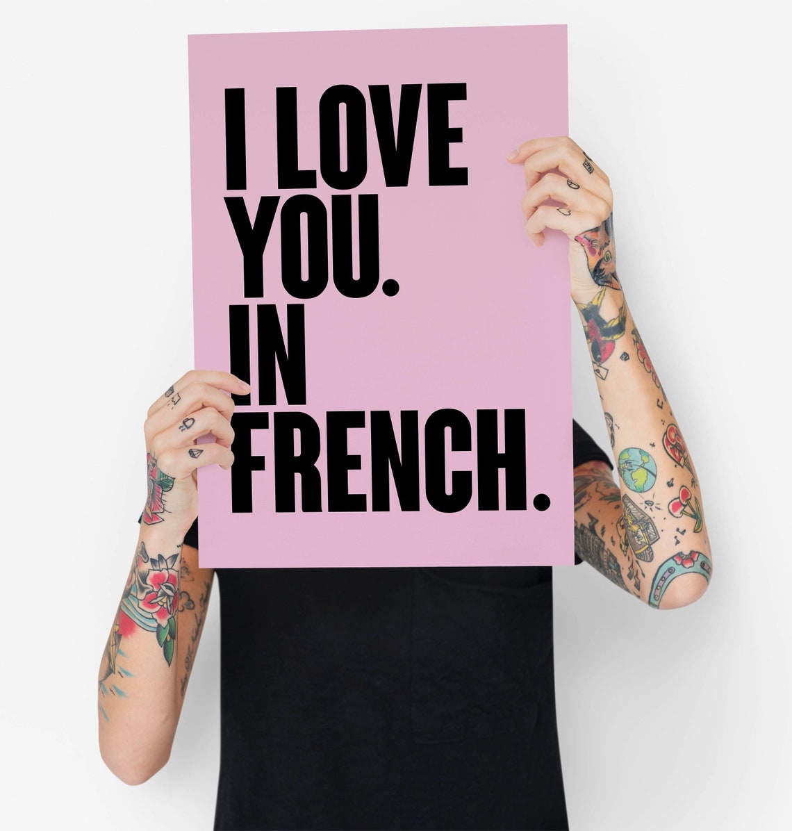 I Love You. in French. Poster Wall Art. Larger Font. Any Etsy