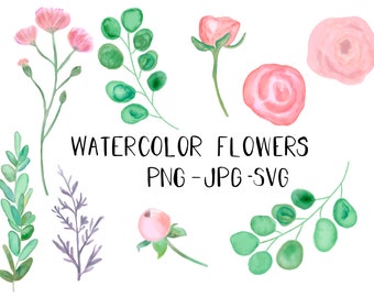 Watercolor floral clipart, Instant Download