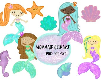 Mermaid Clipart, Instant Download, Mermaid Graphics Download, Kids Project