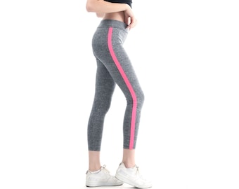 Women’s Pink Striped Athletic Leggings | Workout Leggings | Women’s Activewear | Striped Leggings | Yoga Leggings | High Waist Leggings