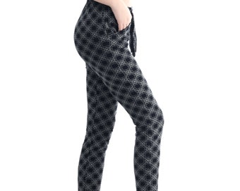 Women’s Tie Front Patterned Yoga Pants | Yoga Pants | Patterned Pants | Boho Pants | Stretch Pants | Workout Pants l Boho l Hippie Pants