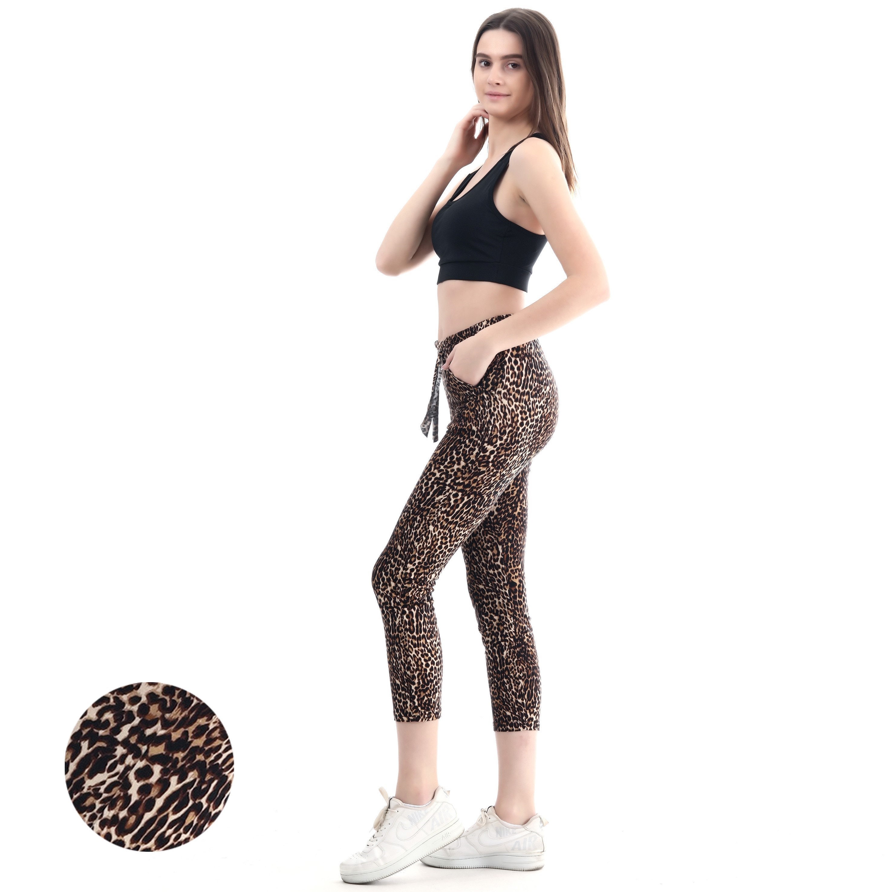 Womens Leopard Print Leggings With Pockets Bohemian Workout - Etsy