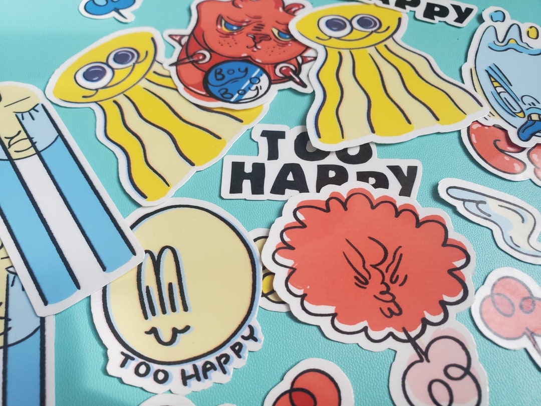 Too Happy Sticker Too Happy Sticker Pack, Vibrant, Cute, Color Pallete, Laptop Decal ...