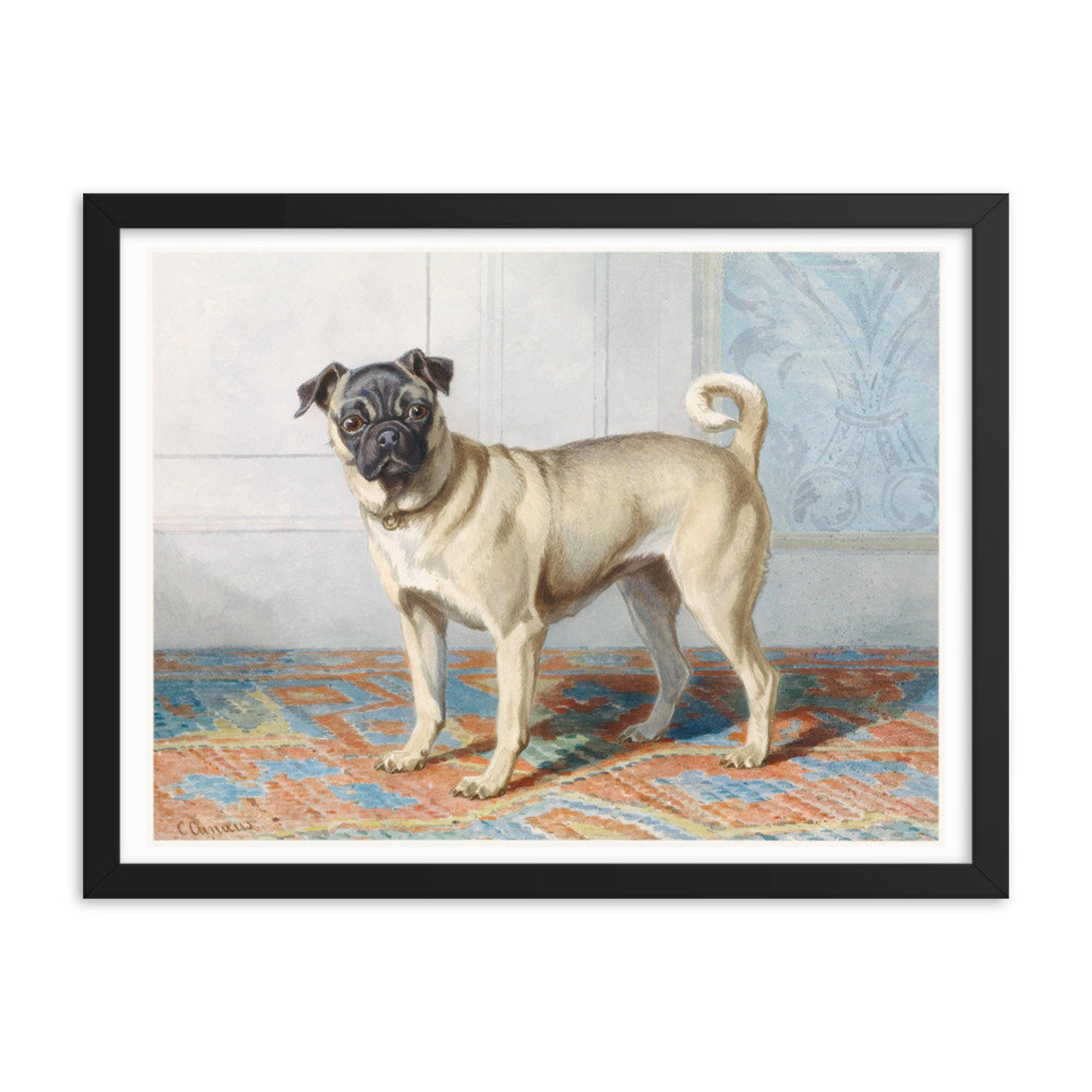 Vintage Pug Art Print 1800s Black Pug Gift Dog Lover or Etsy