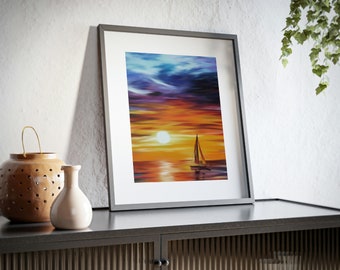 Sunset Sail Framed Posters, Matte