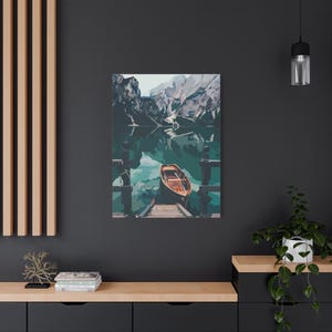 Mountain Canvas Wall Art  Nature Landscape Painting  Lake Reflection Print  Adventure Home Decor  Outdoor Inspired Artwork