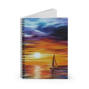 Sunset Sailboat Journal Nautical Spiral Notebook Ocean Writing Notebook Maritime Stationery Beach Lover Gift Travel Diary