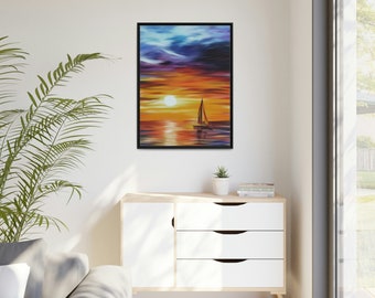 Sunset Sail Matte Canvas, Black Frame