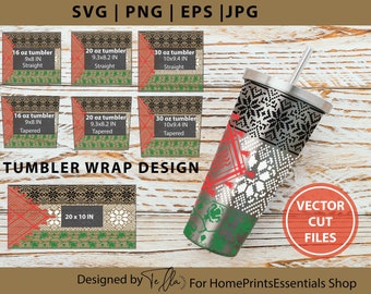Palestijnse vlag Tatreez Tumbler, mok Transfer Sublimatie gesneden bestanden, Instant Download, Palestijnse Wrap Design RVS Fles