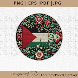 Palestine embroidery flag png, floral tatreez pdf, free Palestine t-shirt embroidery design, , Circular floral Palestine tatreez png