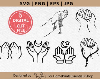 Dua Handen SVG bundel, moslim biddende handen, Dua handen PNG transparante achtergrond, islamitische biddende handen, islamitische Dua PNG clipart, Ramadan SVG