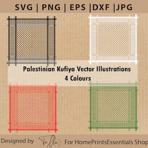Keffiyehs Clipart Bundle |Palestine Keffiyeh Cricut png, Kufeya scarf cricut designs cut file, Keffiyeh Koufeye Digital Clipart, 4 colors
