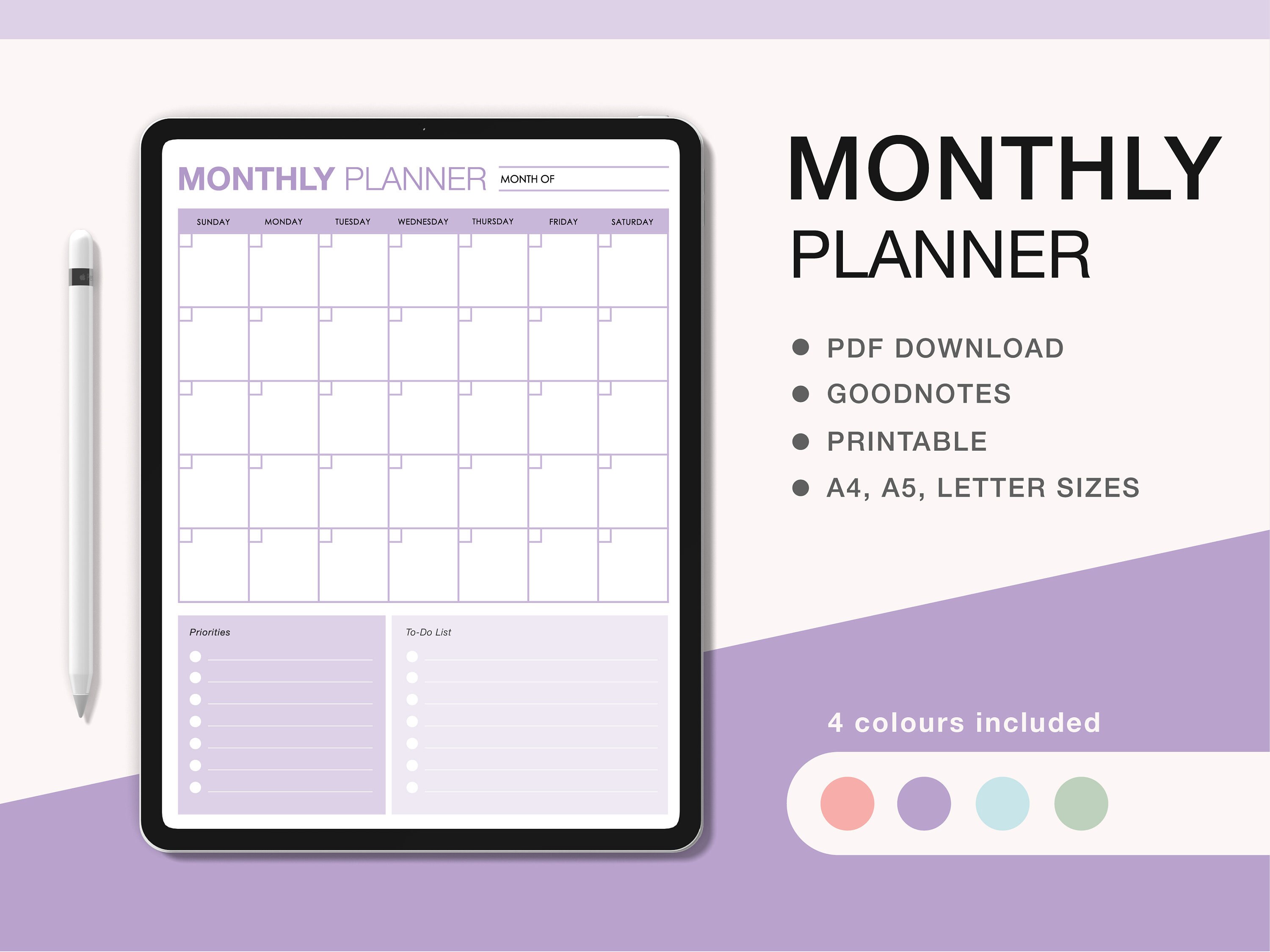 Digital Monthly Planner page for Goodnotes l Printable Planner l PDF …