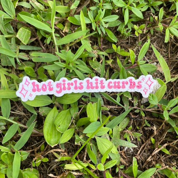 Hot girls hit curbs vinyl sticker, adult humor sticker