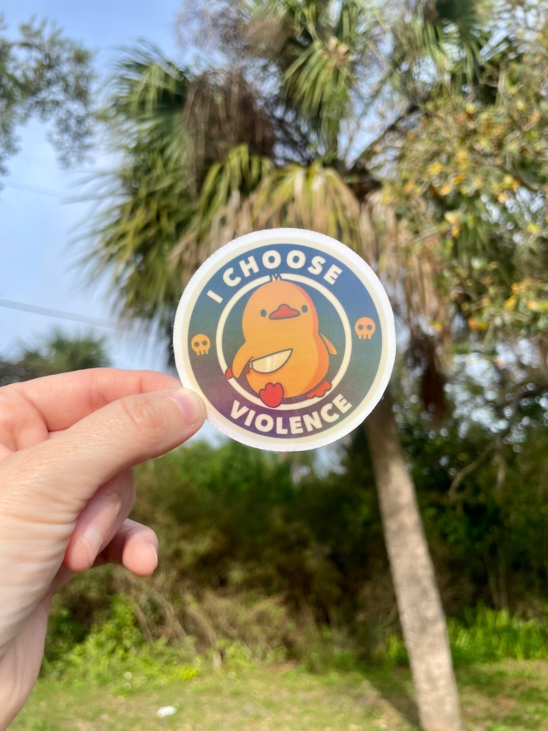 Choose violence vinyl sticker, adult humor sticker image 1