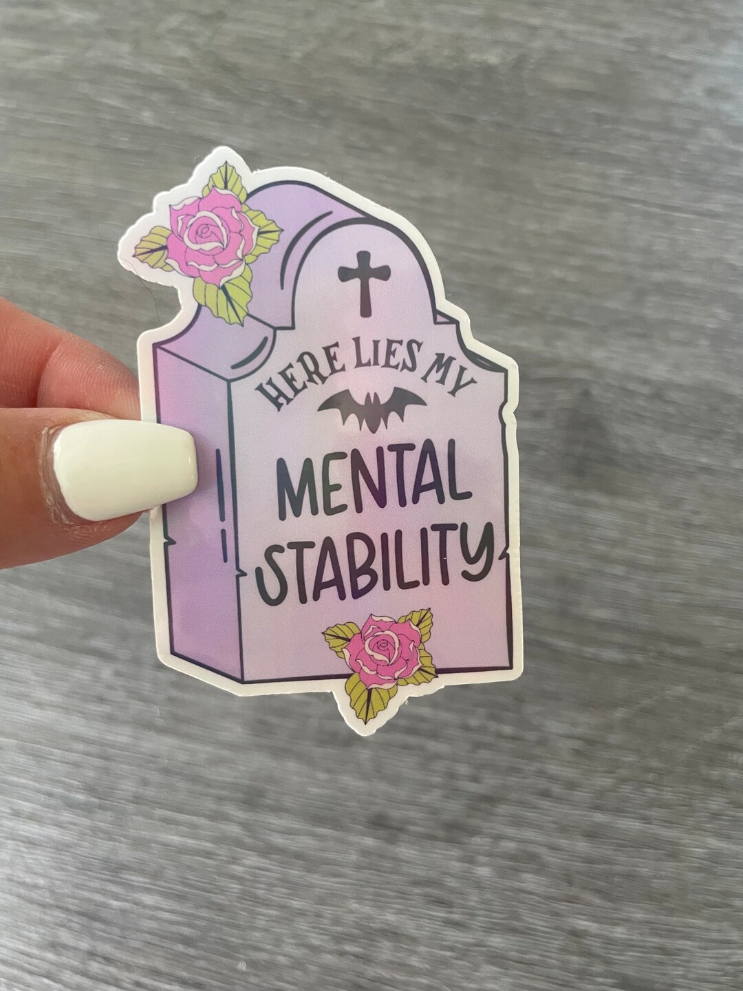 Mental Stability Vinyl Waterproof Sticker, Humor Grave, Mental Health ...
