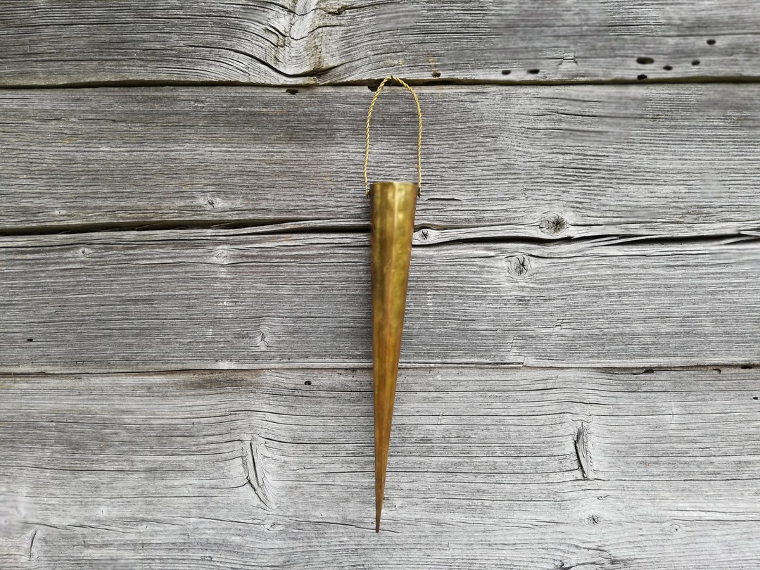 Scandinavian Hammered Brass Wall Vase Vintage Handmade Etsy UK