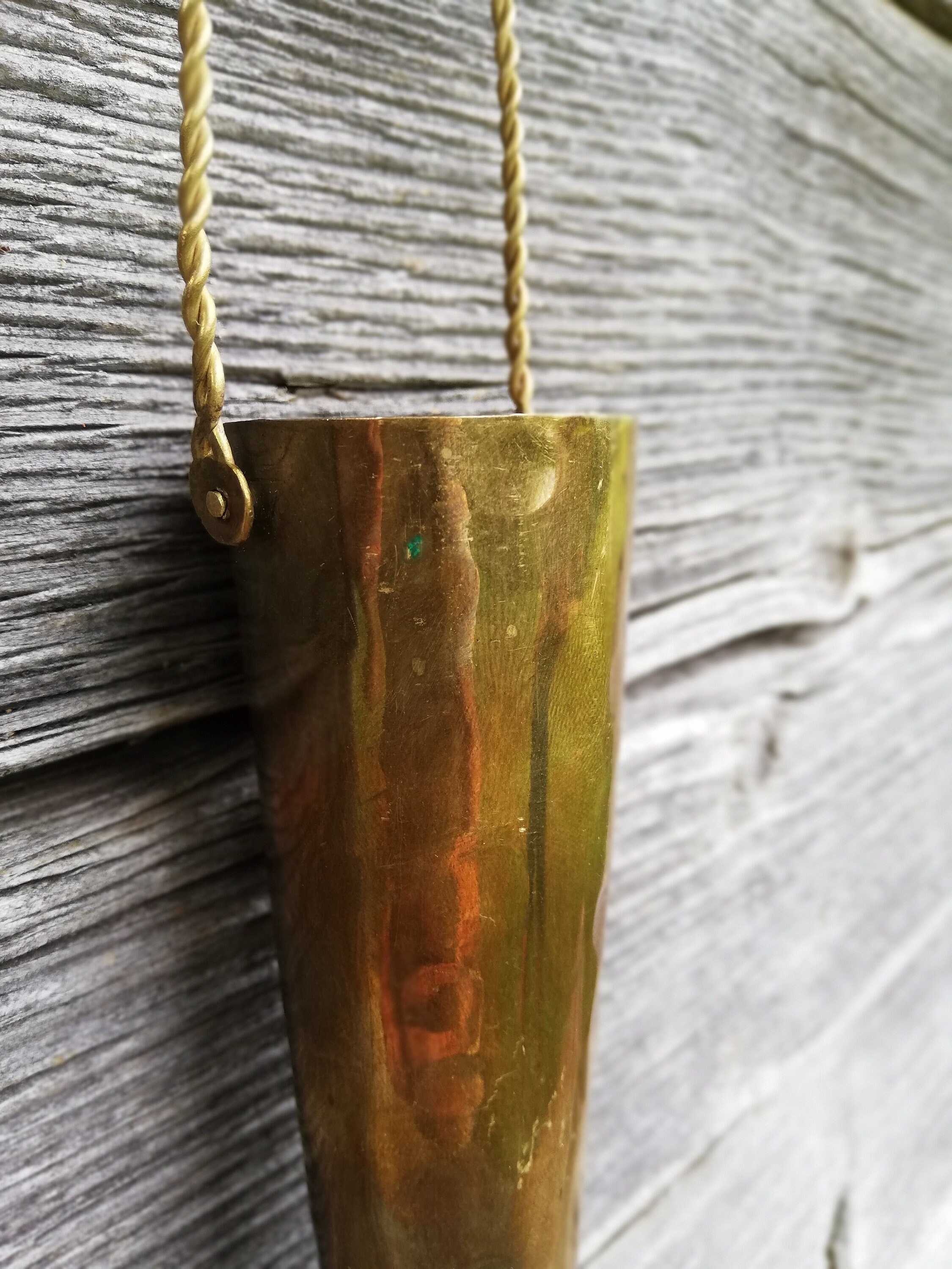 Scandinavian Hammered Brass Wall Vase Vintage Handmade Etsy UK