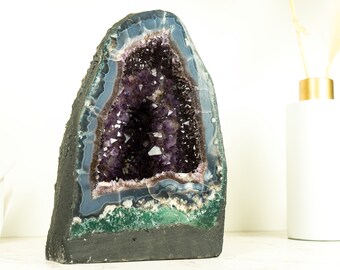 素晴らしい瑪瑙アメジスト大聖堂ジオード、縞模様の瑪瑙、AAA 深みの