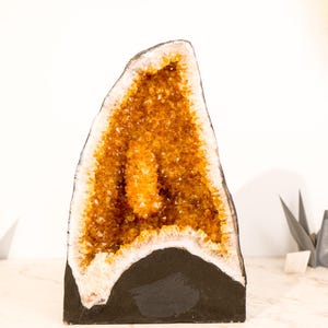 Rare Natural Citrine Geode Cathedral: Large Intact Stalactite and Sparkly Orange Crystals, 14 In - 24 Lb