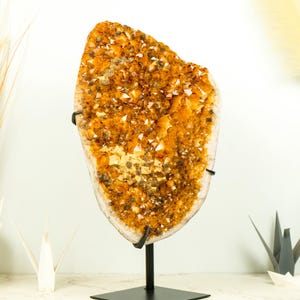 Rare Citrine Cluster with Cubic Calcite Inclusions and Galaxy Druzy, A Statement Crystal for Decor or Collection - 20 In - 35 Lb