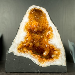 Natural Citrine Geode Cave with High-Grade Deep Orange Citrine Druzy,  6.7 Kg - 14.8 lb