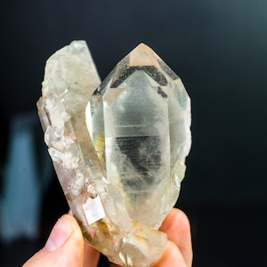 All Natural White-Phantom Quartz Crystal from Diamantina Brazil with Lemurian Lines and Lodolite, 258g 4.1 In