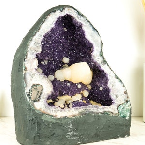 Gorgeous Uruguayan Amethyst Geode with Rare Calcite and Sparkly Purple Amethyst Druzy Large Size: 83 lb. - 38 Kg
