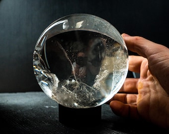 Large Water-Clear Quartz Sphere – “Super Extra” AAA: 98%+ Flawless Crystal Ball from Diamantina, Brazil (5.1 in | 5.6 lb)