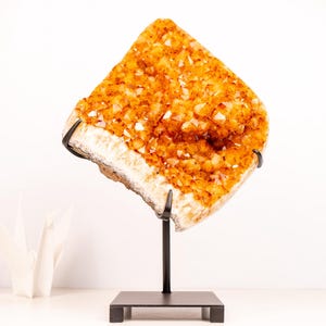 Large Citrine Crystal Cluster with Rare Stalactite Flower Formation on Custom Stand - 24 Lb. 18 In.