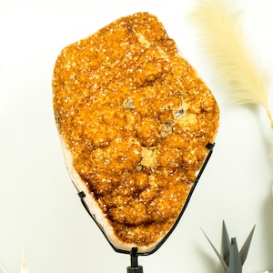 Statement Citrine Cluster Featuring Golden-Orange Druzy and Calcite after Galaxy Citrine Druzy – Collector&#39;s Grade, X-Large - 56 Lb.