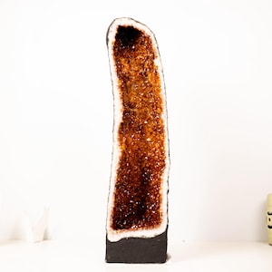 Large Madeira Citrine Geode Cathedral with Sparkly Deep Orange Druzy – Statement Display Specimen 28 in Tall, 49 lb