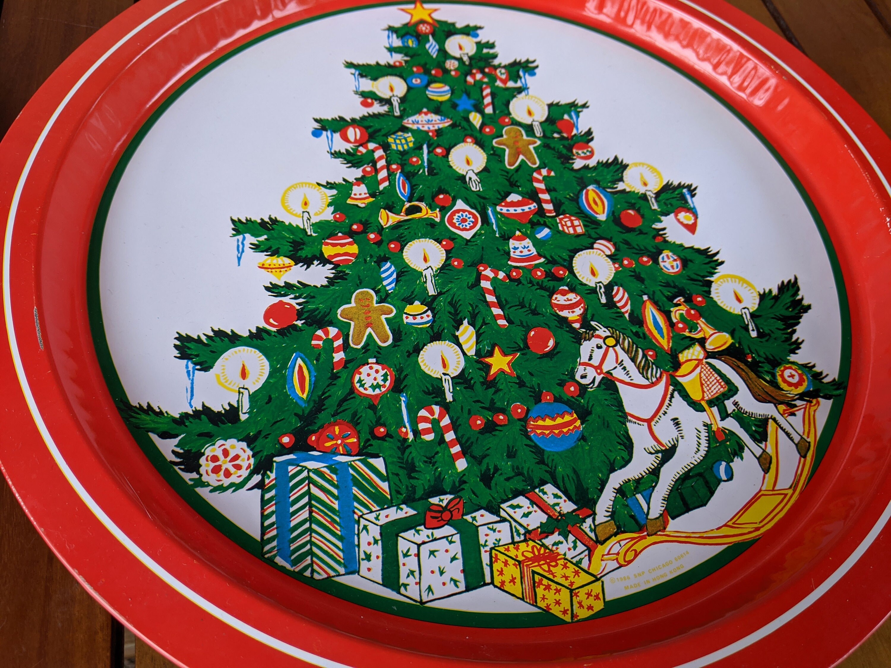 Round Metal CHRISTMAS TRAY Set de 2 Vintage 13 Christmas Etsy