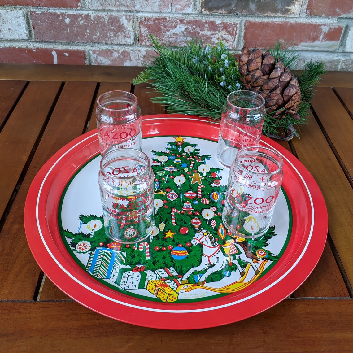 Round Metal CHRISTMAS TRAY Set de 2 Vintage 13 Christmas Etsy