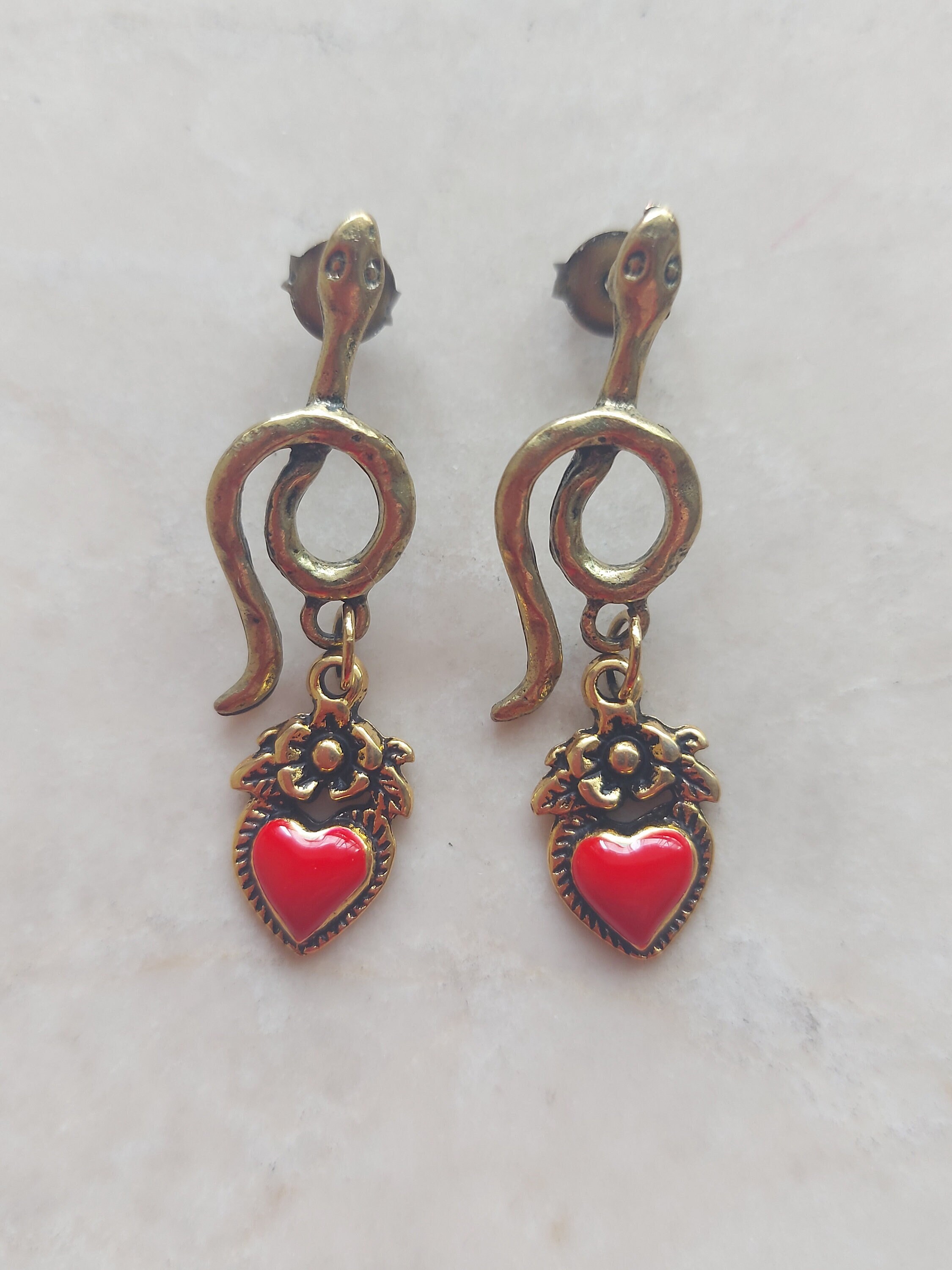 Orecchini Cuore Anatomico Oro Su Argento Sterling, Orecchini Cuore - Foto 11