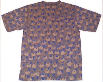 Camiseta Ameba para hombre Amanita dorada y marrón sobre azul XL