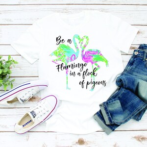 Lily inspired flamingo in a flock of pigeons sublimation PNG digital design