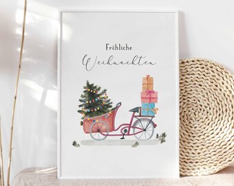 Christmas art print "Christmas Bicycle"