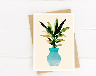 Greeting card "Houseplant turquoise"