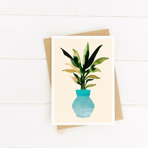 Wenskaart "Kamerplant turkoois"